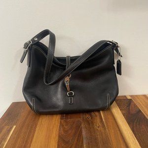 COACH Black Leather Shoulder Bag w/Pinch Lock and Certificate of Authenticity